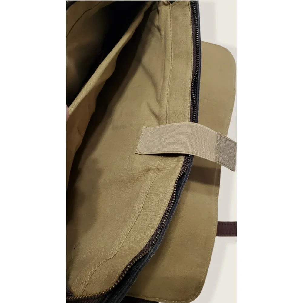 Computer /Messenger Bag Distressed Brown Leather and Charcoal Gray Canvas